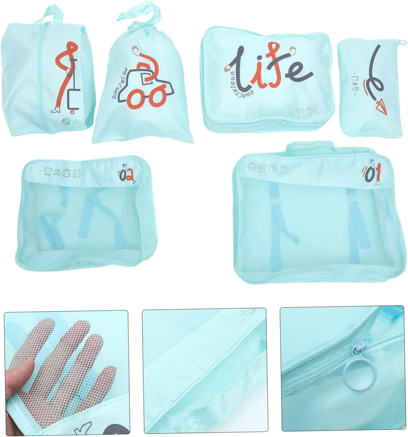 1 Set Polyester Travel Packing Belt Travel Pouches for Suitcase Organizing Sky-blue Travel Organizer Bags Garment Duffle Bags for Travel