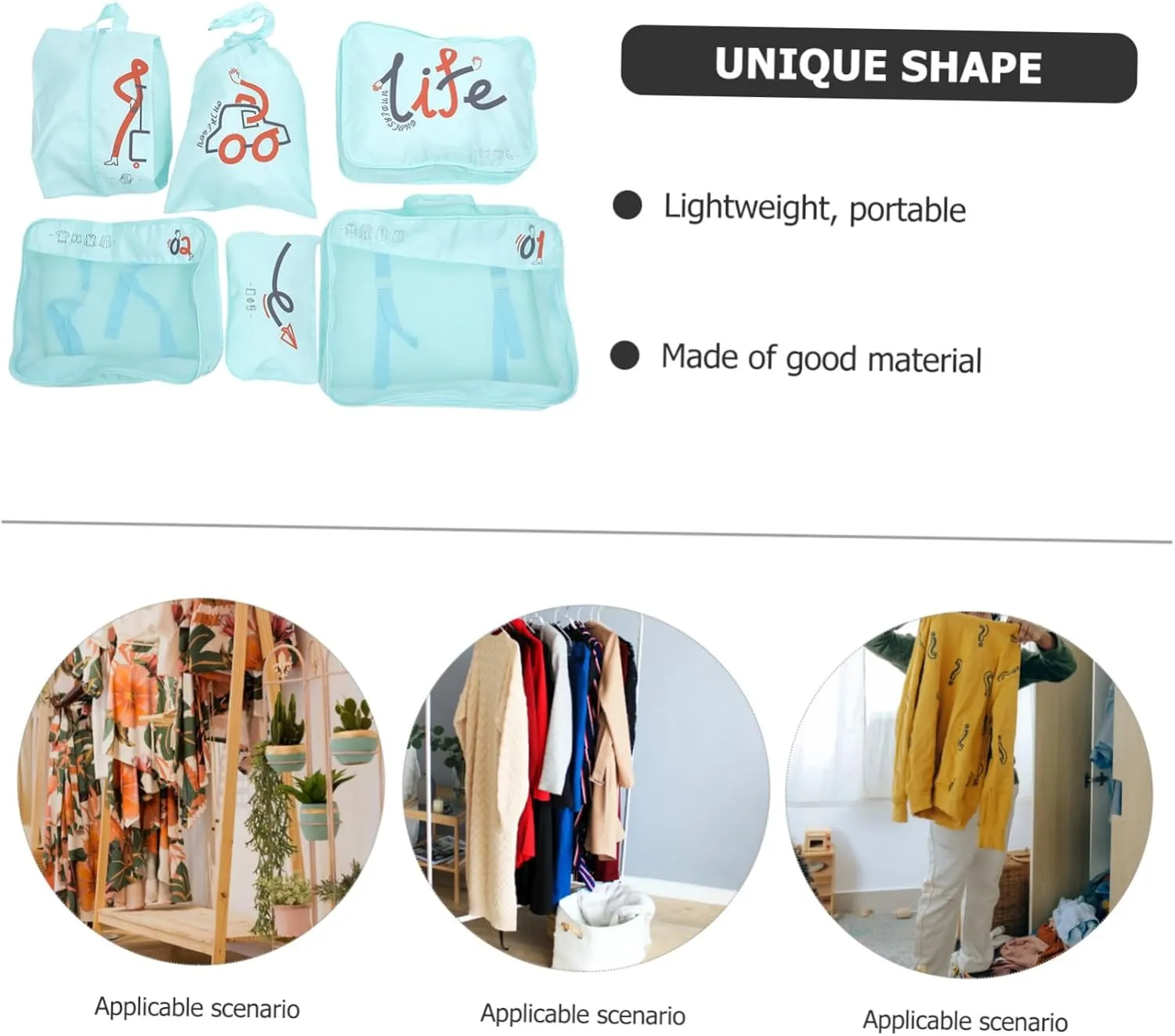1 Set Polyester Travel Packing Belt Travel Pouches for Suitcase Organizing Sky-blue Travel Organizer Bags Garment Duffle Bags for Travel