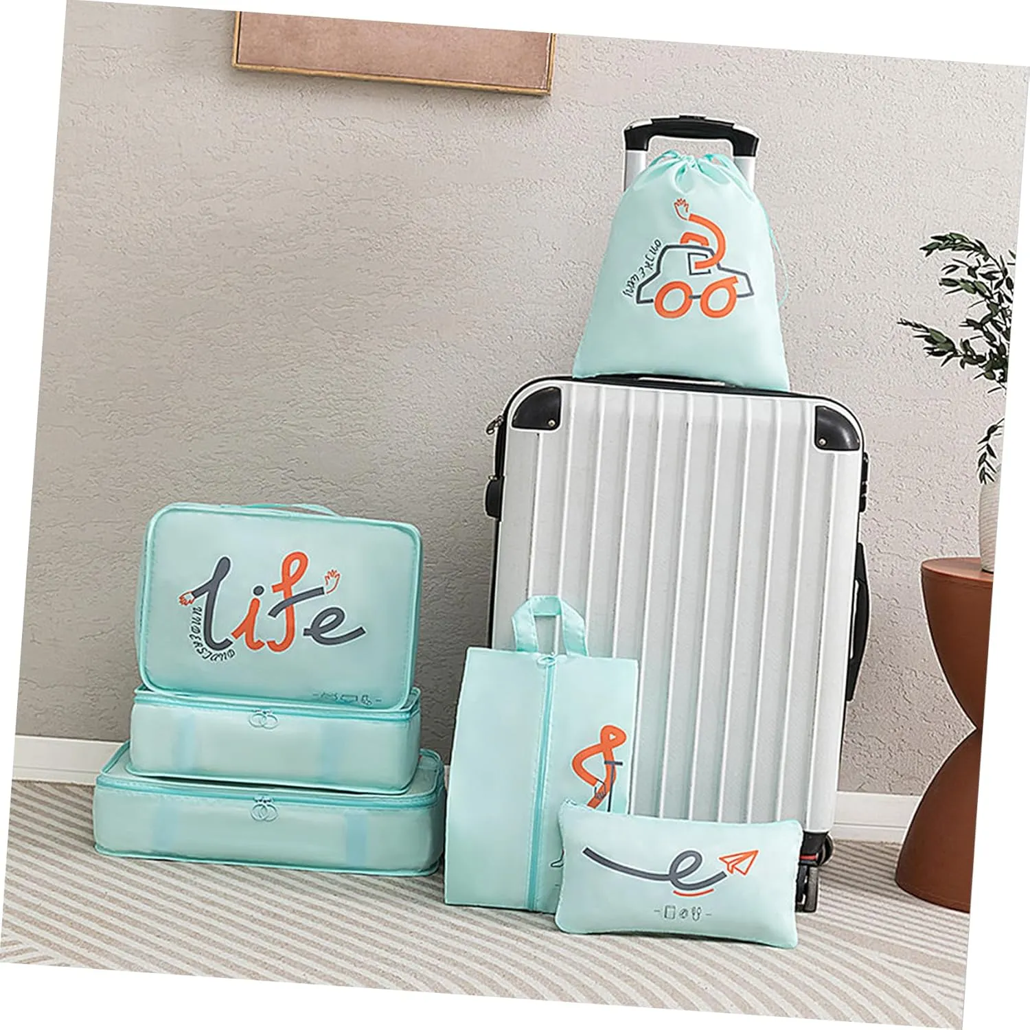 1 Set Polyester Travel Packing Belt Travel Pouches for Suitcase Organizing Sky-blue Travel Organizer Bags Garment Duffle Bags for Travel
