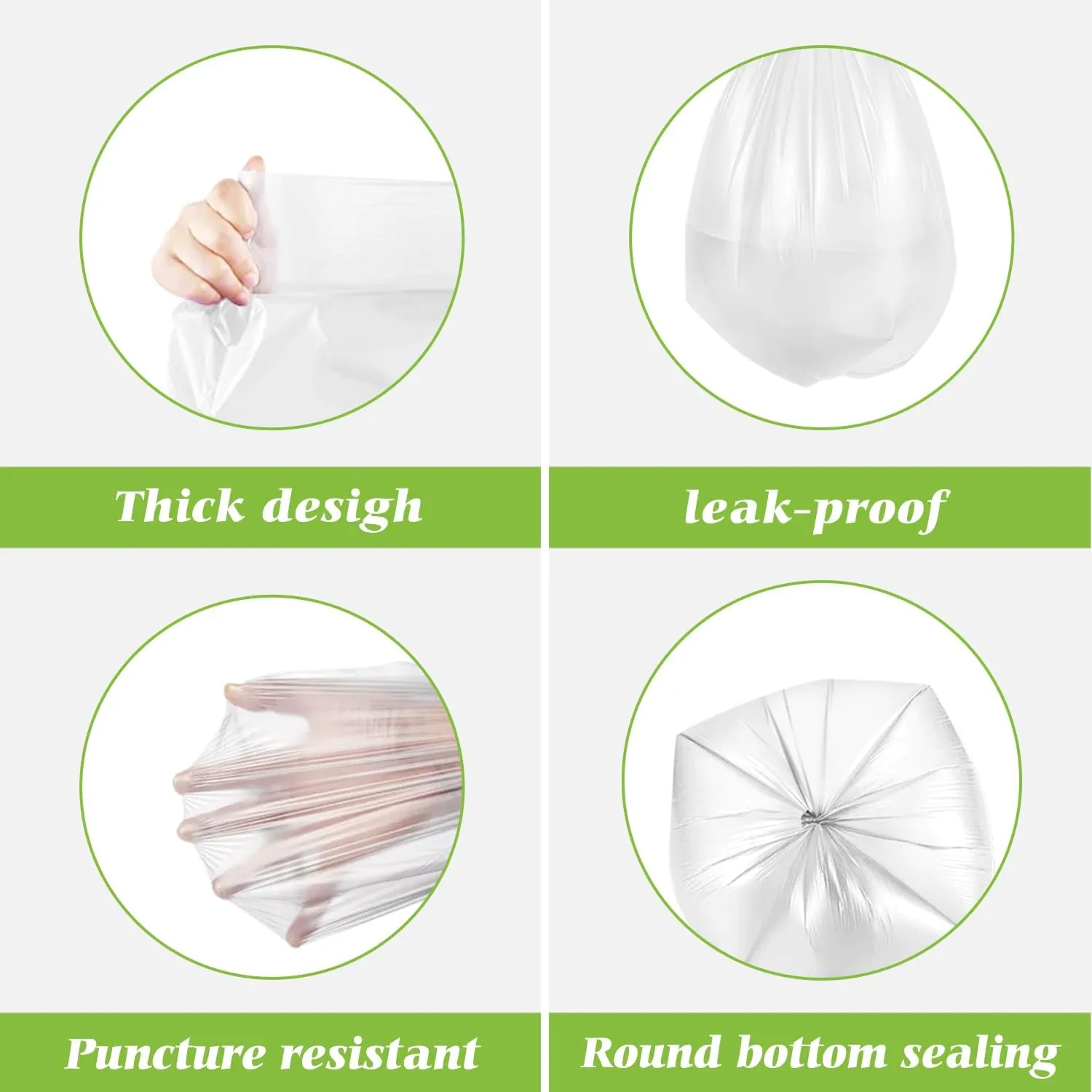 18 Gallon 100 Counts Compactor Bag Tall Kitchen Trash Bags,Fit 15,16,18,20Gal,Garbage Bags by Teivio, Unscented,Bin Liners, Plastic Bags for home,for Bathroom,Office,Industrial,Clear