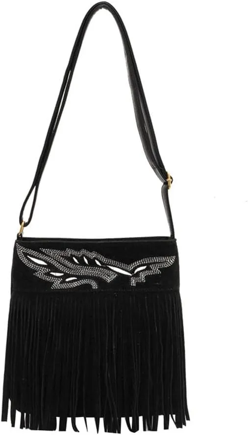 1pcs Women Fringe Hippie Cross body Bag Faux Suede Shoulder Bag Hobo Tassel Messenger Bag fringe bags for women
