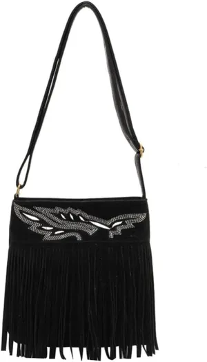 1pcs Women Fringe Hippie Cross body Bag Faux Suede Shoulder Bag Hobo Tassel Messenger Bag fringe bags for women