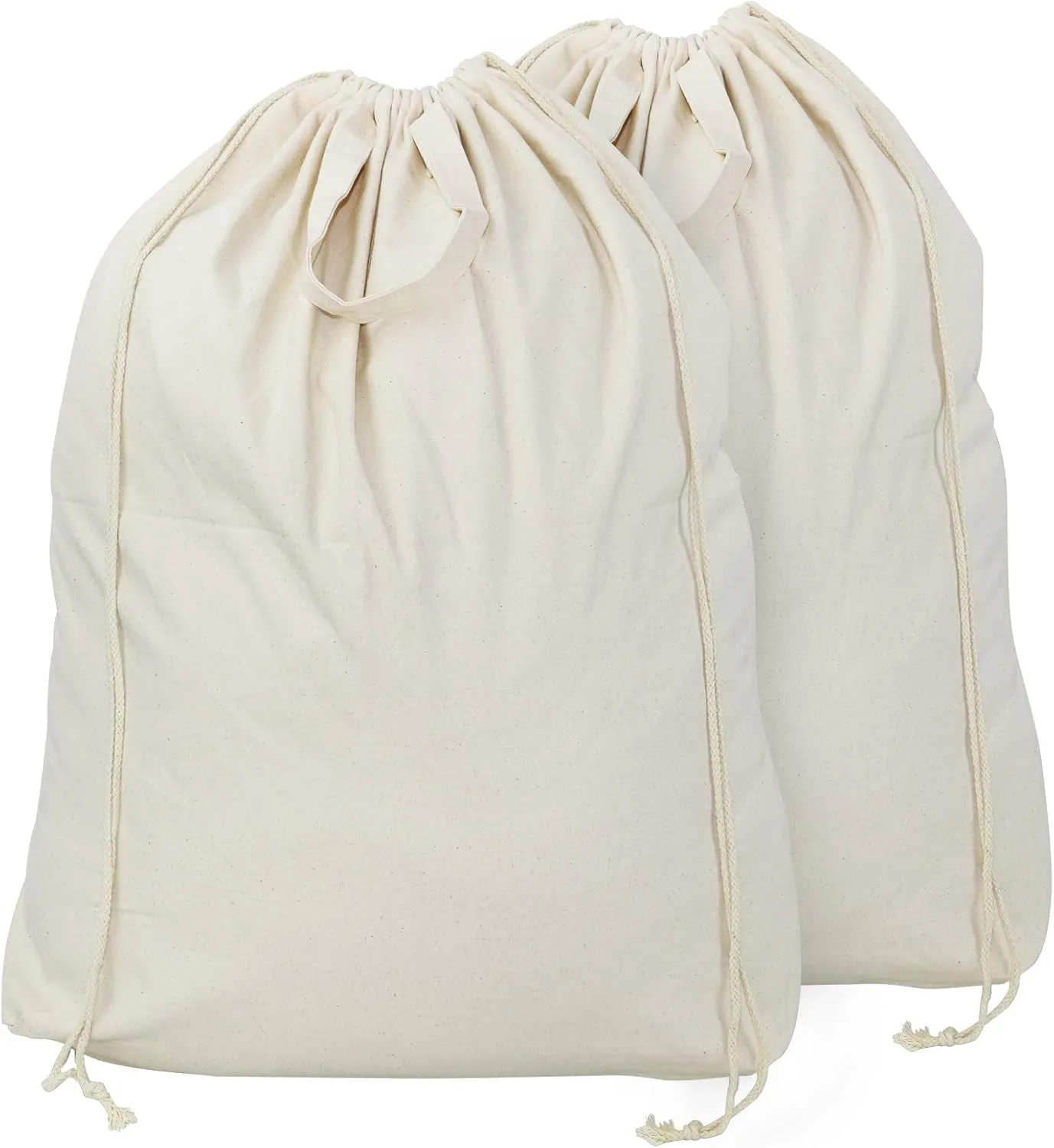 2 Pcs Canvas Laundry Bags with Carrying Handles & Drawstring Closure, Machine-washable Laundry Basket Hamper Liner Replacement Bags