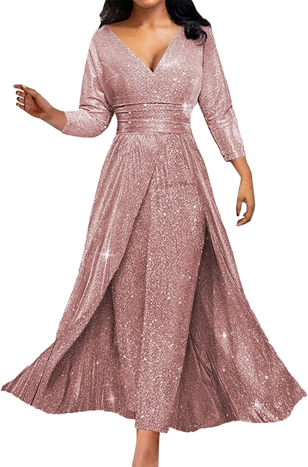 2 Piece Jumpsuit Mother of The Bride Dresses Pant Suits for Wedding Guest Groom Dress Formal Outfit Sets with Overskirt