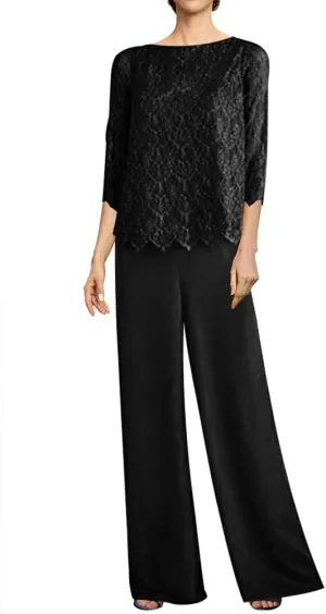 2 Piece Mother of The Bride Dresses Pant Suits Lace Evening Formal Dress Chiffon Wedding Guest Groom Dress Women's