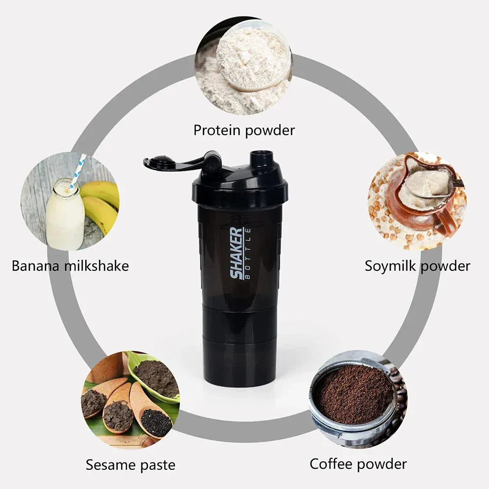 3 Layer Protein Shaker Bottle for Building Muscle