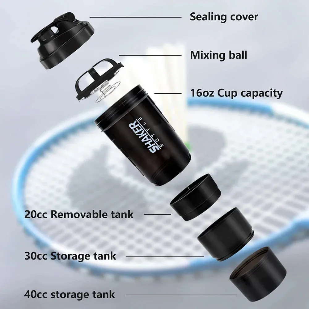 3 Layer Protein Shaker Bottle for Building Muscle