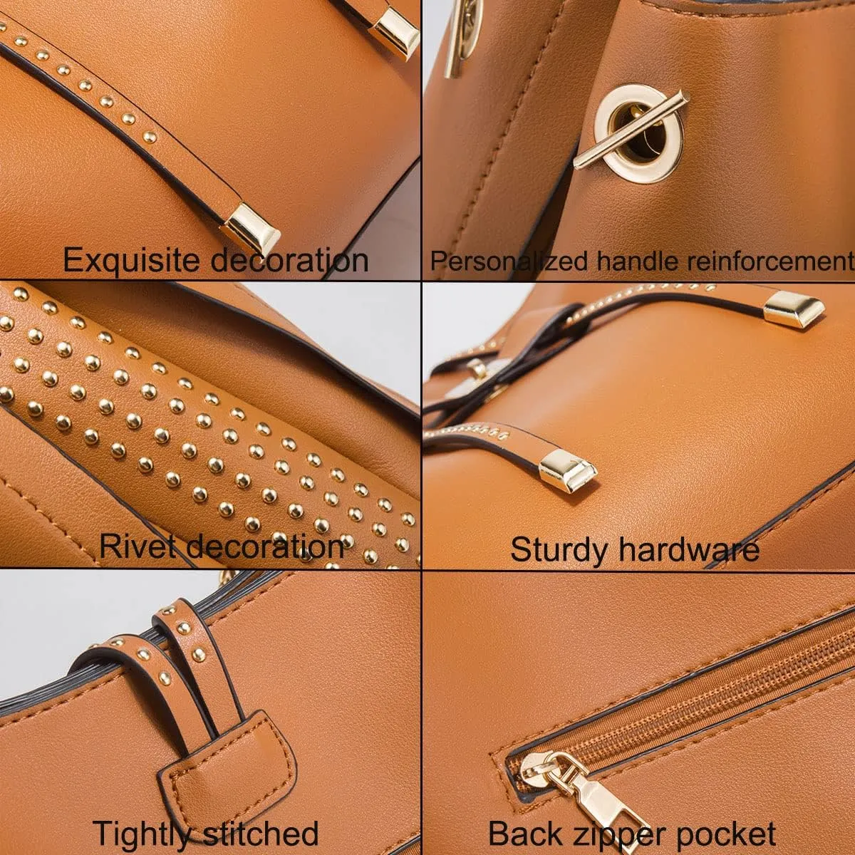 3-PC Tote Bags Faux Leather Purses and Handbags for Women Top-handle Bags Bowknot Shoulder Satchel Hobo Bags Yellow