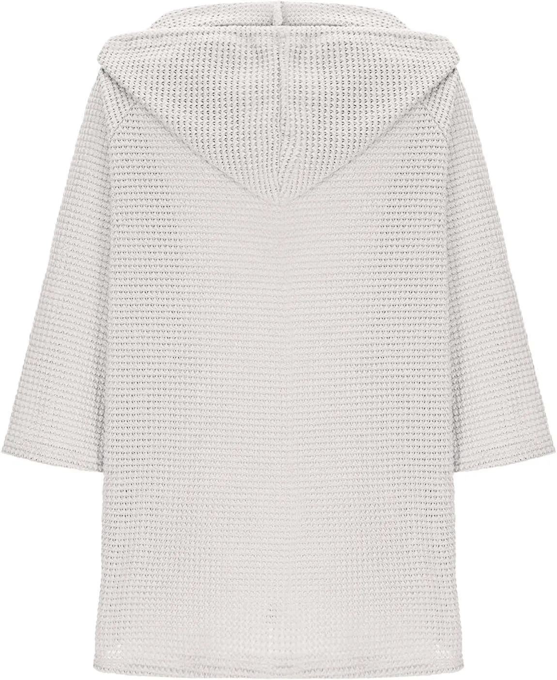 3/4 Length Sleeve Spring Tops for Women 2025 Waffle Knit Hooded Shirts Drawstring Buttons V Neck Blouses Comfy Clothes
