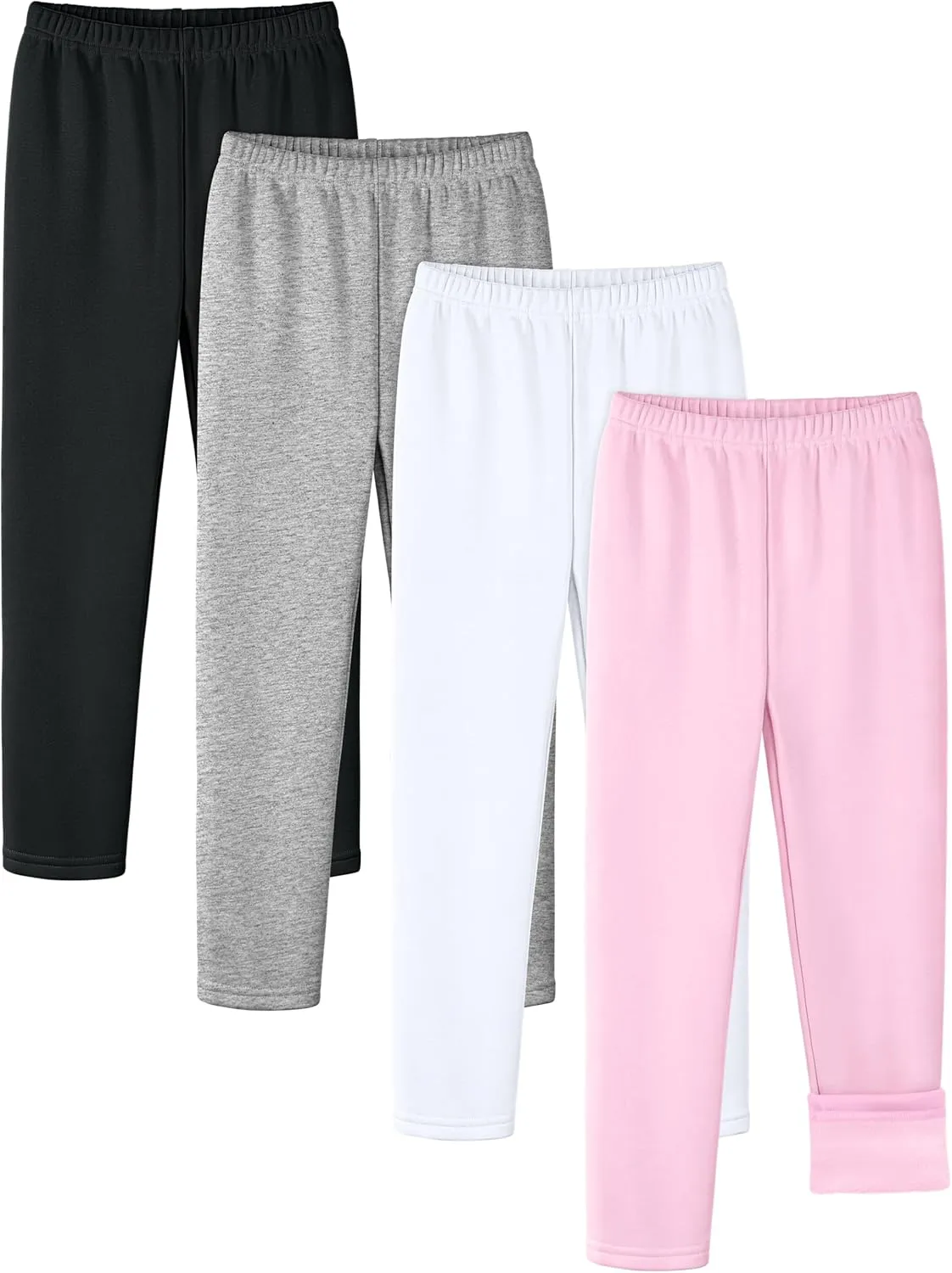 4 Pack Girls Fleece Lined Leggings Cotton Kids Winter Warm Leggings Thick Thermal Tights Pants