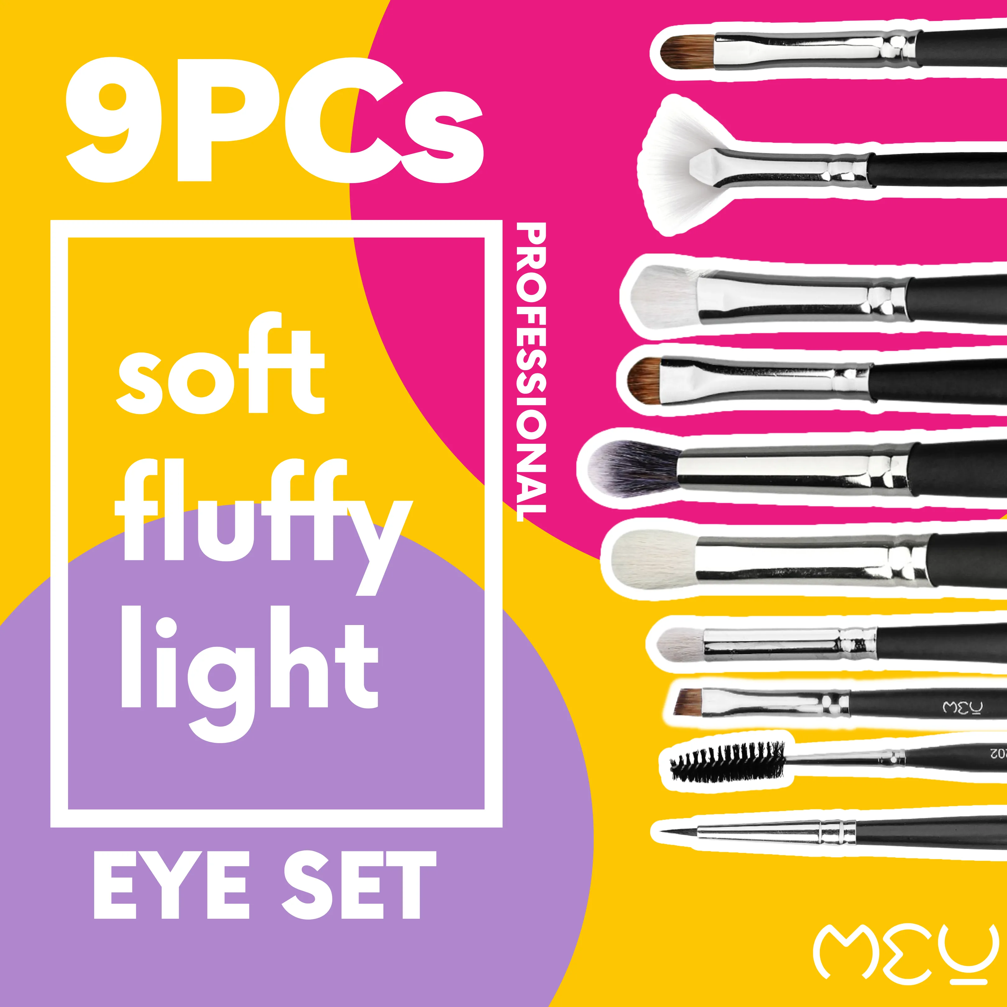 9 Pcs Professional Eye Brush Set With Pouch