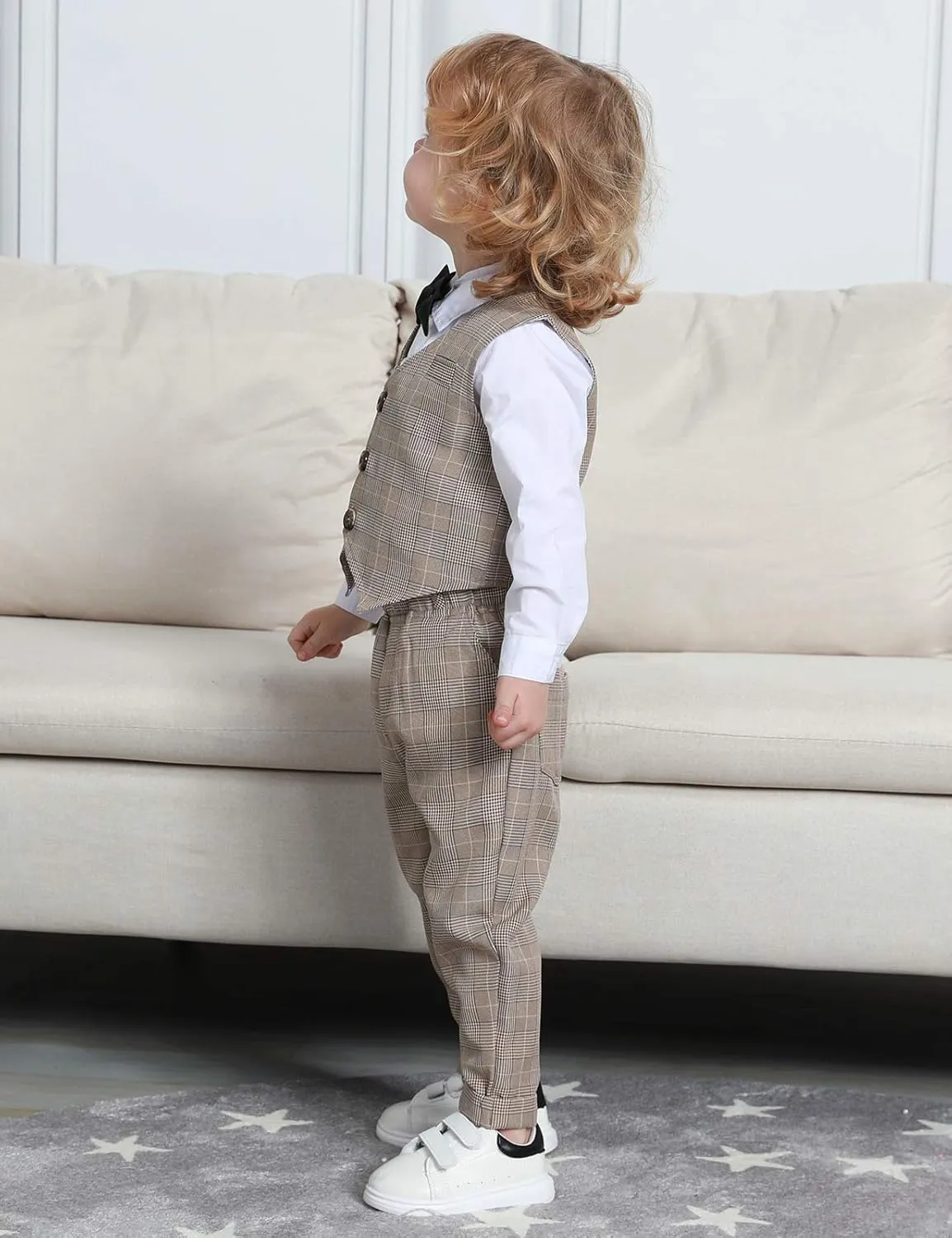 A&J DESIGN Baby Toddler Boys Gentleman Suit Set, 3pcs Outfits Shirts & Vest & Pants
