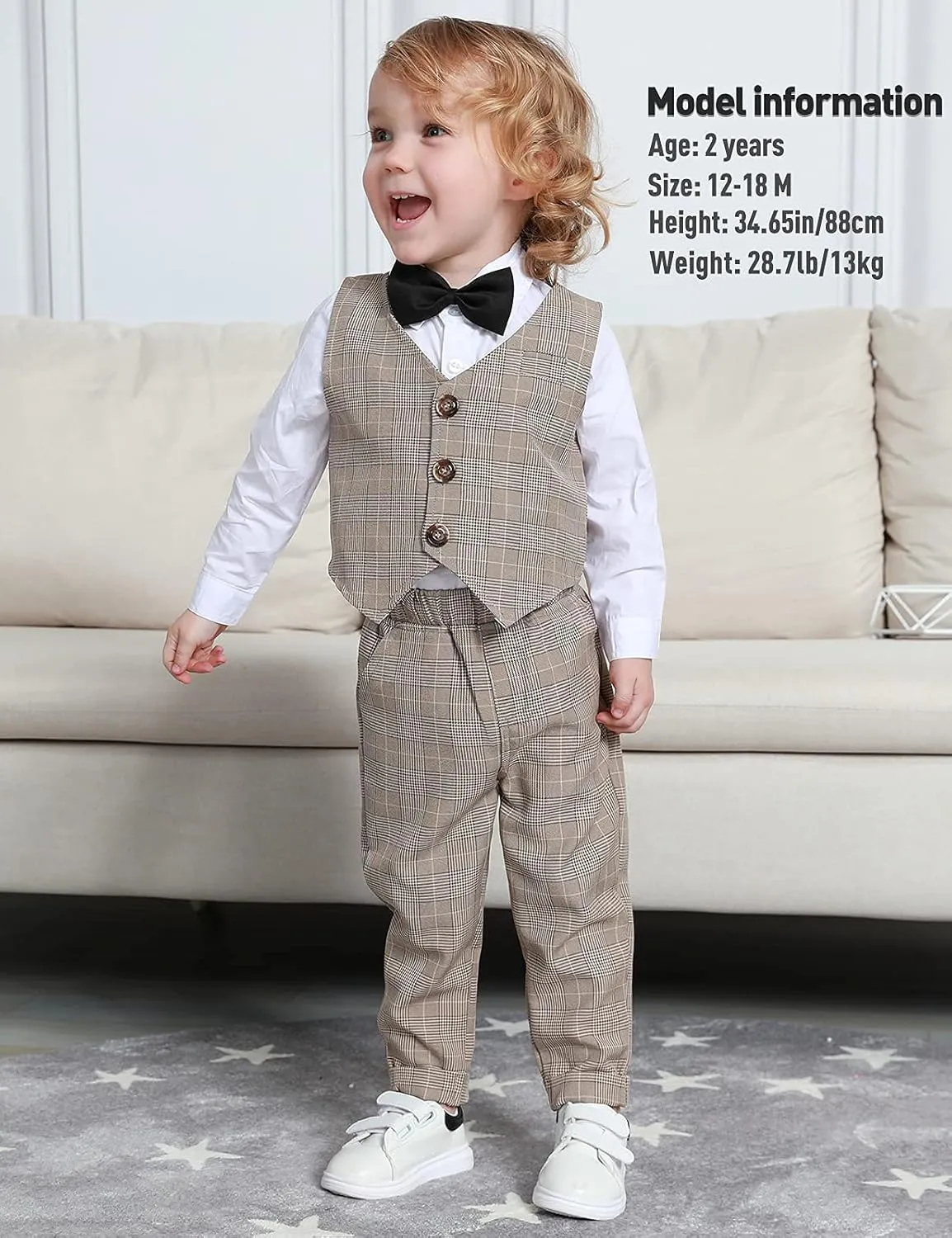 A&J DESIGN Baby Toddler Boys Gentleman Suit Set, 3pcs Outfits Shirts & Vest & Pants