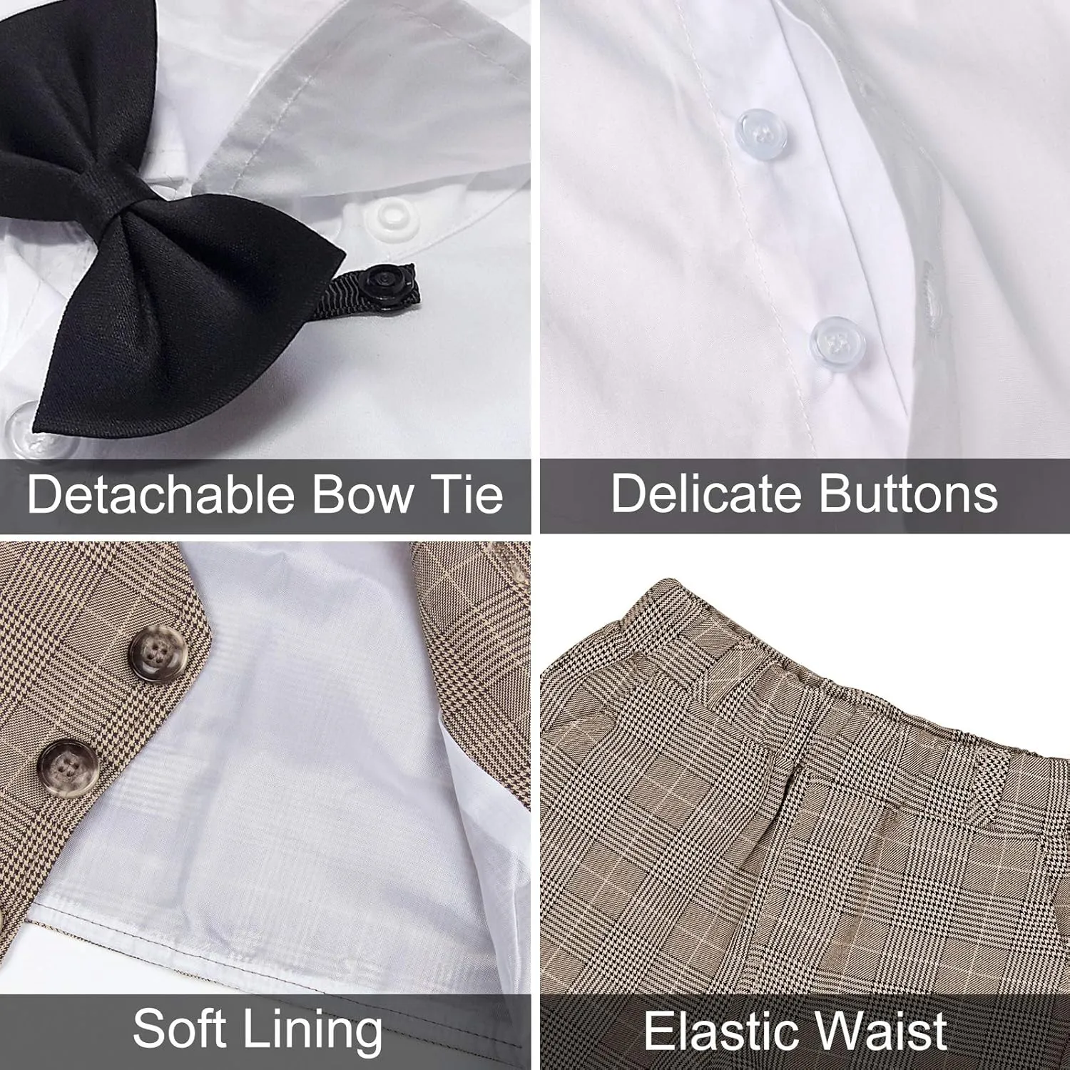 A&J DESIGN Baby Toddler Boys Gentleman Suit Set, 3pcs Outfits Shirts & Vest & Pants