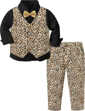 A&J DESIGN Baby Toddler Boys Gentleman Suit Set, 3pcs Outfits Shirts & Vest & Pants