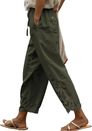 Acelitt Women Casual Lightweight Drawstring Elastic Waist Pants with Pockets, S-XXL