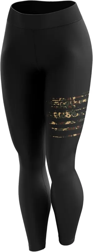 American Flag Leggings for Women | Decorated in The USA | 100% Cotton Yoga Waistband Leggings