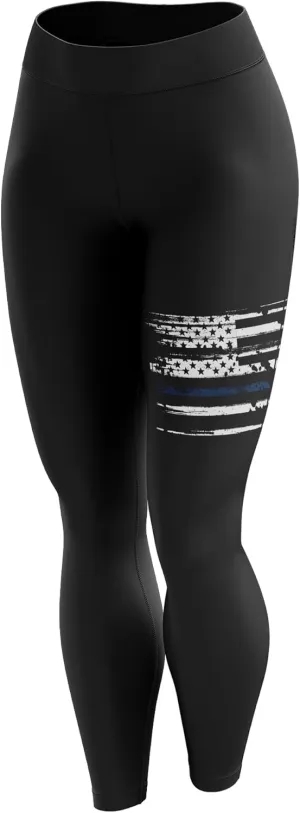 American Flag Leggings for Women | Decorated in The USA | 100% Cotton Yoga Waistband Leggings