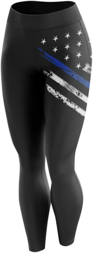 American Flag Leggings for Women | Decorated in The USA | 100% Cotton Yoga Waistband Leggings