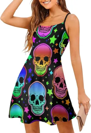 AMRANDOM Women's 2023 Summer Casual Sleeveless Crew Neck Beach Dress