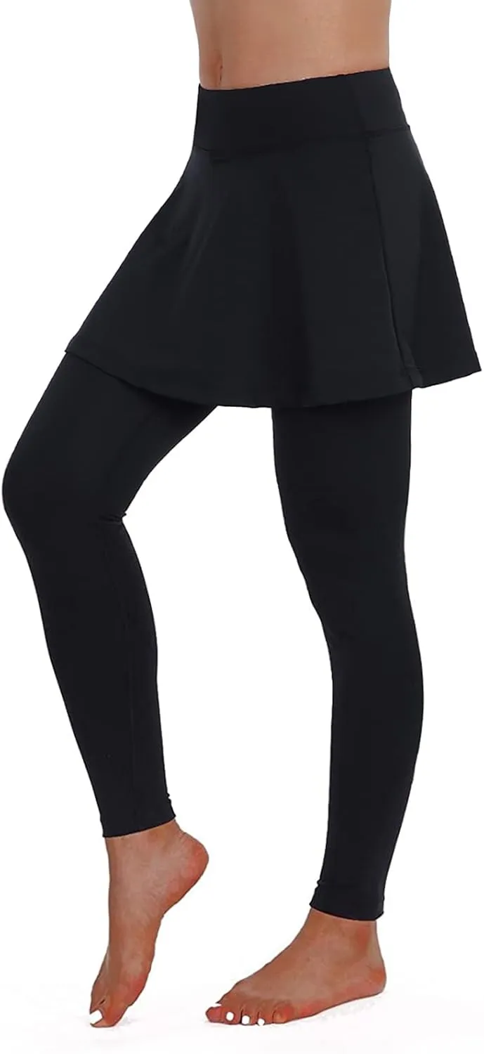 ANIVIVO Women Tennis Skirted Leggings with Pockets, Capris Yoga Leggings with Skirts&Tennis Pickleball Clothing