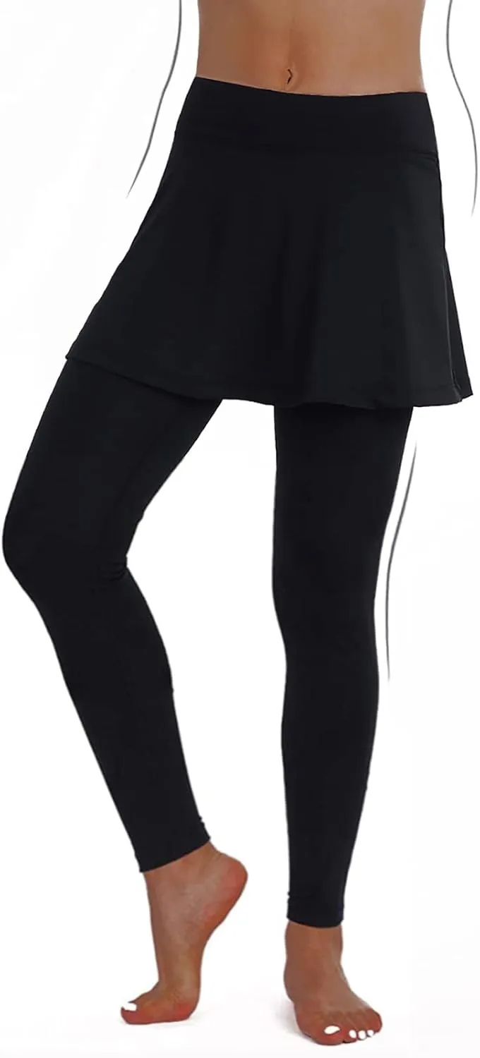 ANIVIVO Women Tennis Skirted Leggings with Pockets, Capris Yoga Leggings with Skirts&Tennis Pickleball Clothing