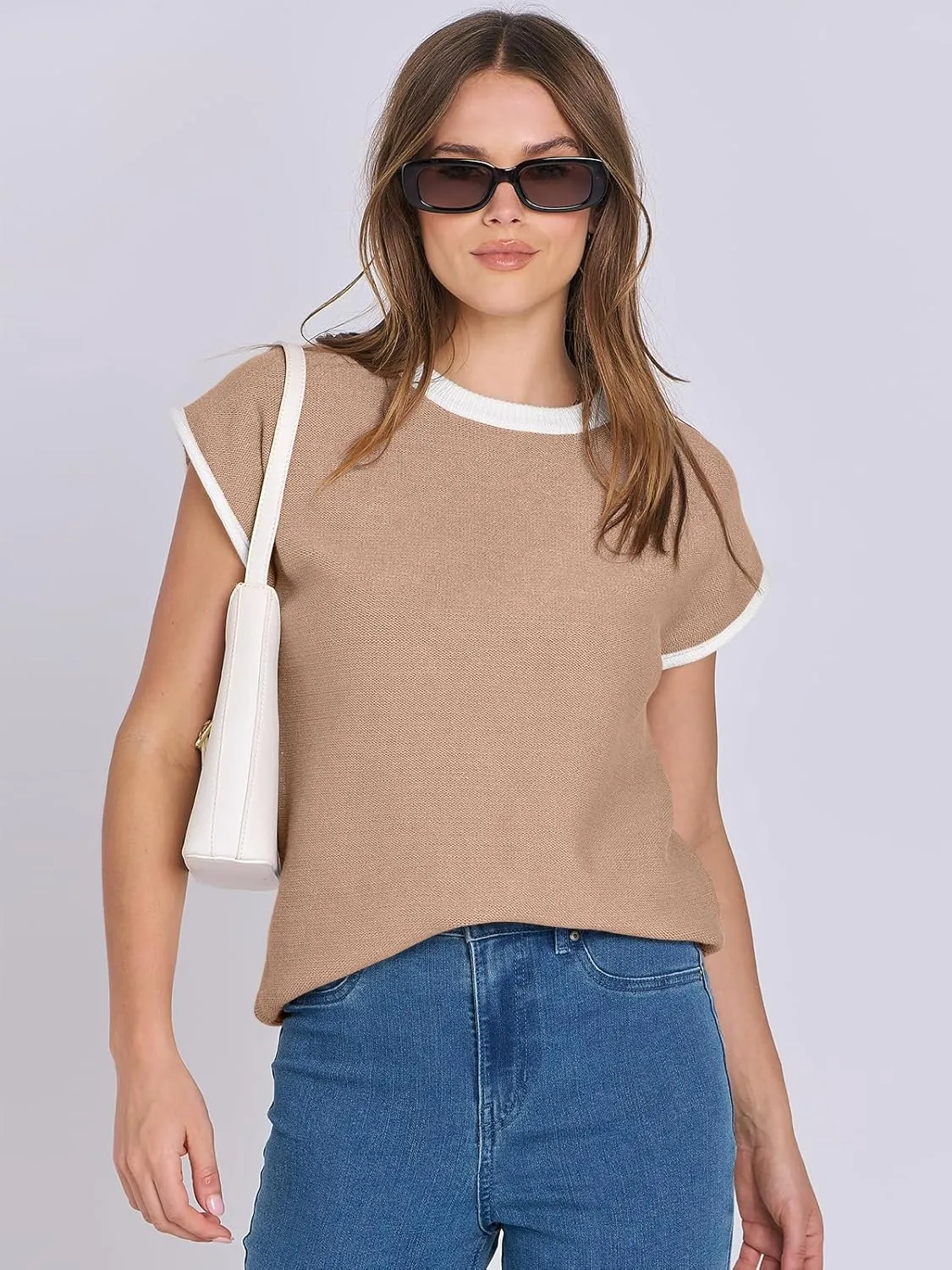 ANRABESS Womens Summer Cap Sleeve Sweater Crewneck Sleeveless Knit Tops Casual Fit Vest 2025 Trendy Tank Top Shirts