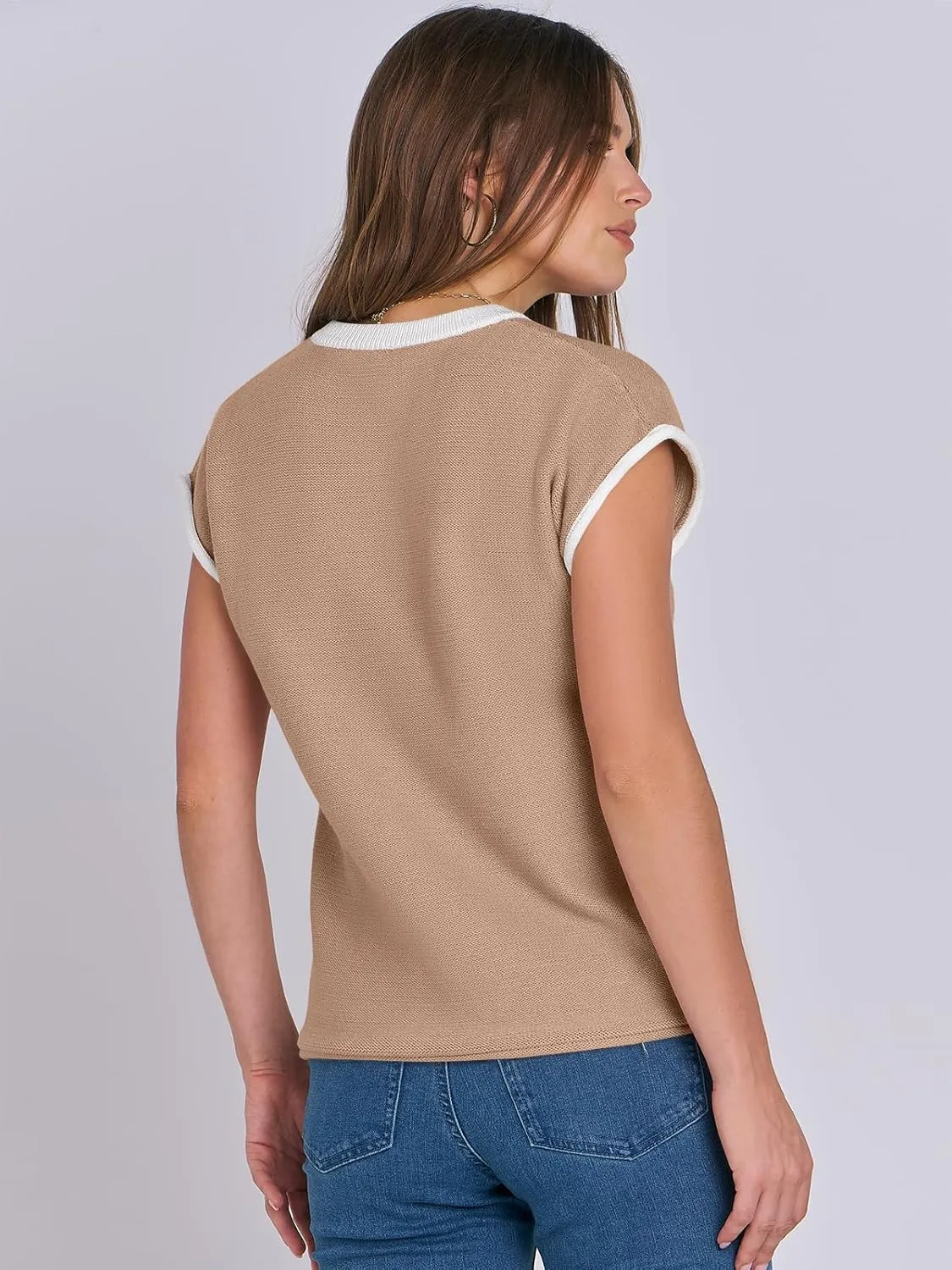 ANRABESS Womens Summer Cap Sleeve Sweater Crewneck Sleeveless Knit Tops Casual Fit Vest 2025 Trendy Tank Top Shirts