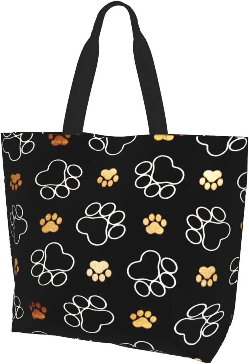 ASYG Cute Dog Cat Paw print Tote Bag for Women Men Beach Bag Portable Handbag Reusable Grocery Bag for Travel Gym Shopping