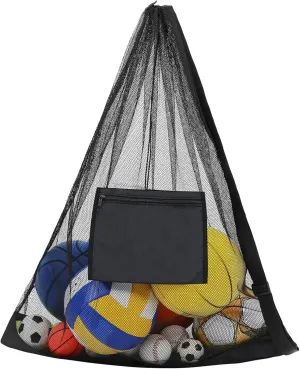Ball Bags for Mesh Net Ball Bag Volleyball Bag Basketball Bag Secure Drawstring Closure Zippered Pocket Sturdy Canvas Versatile Sports Equipment Storage