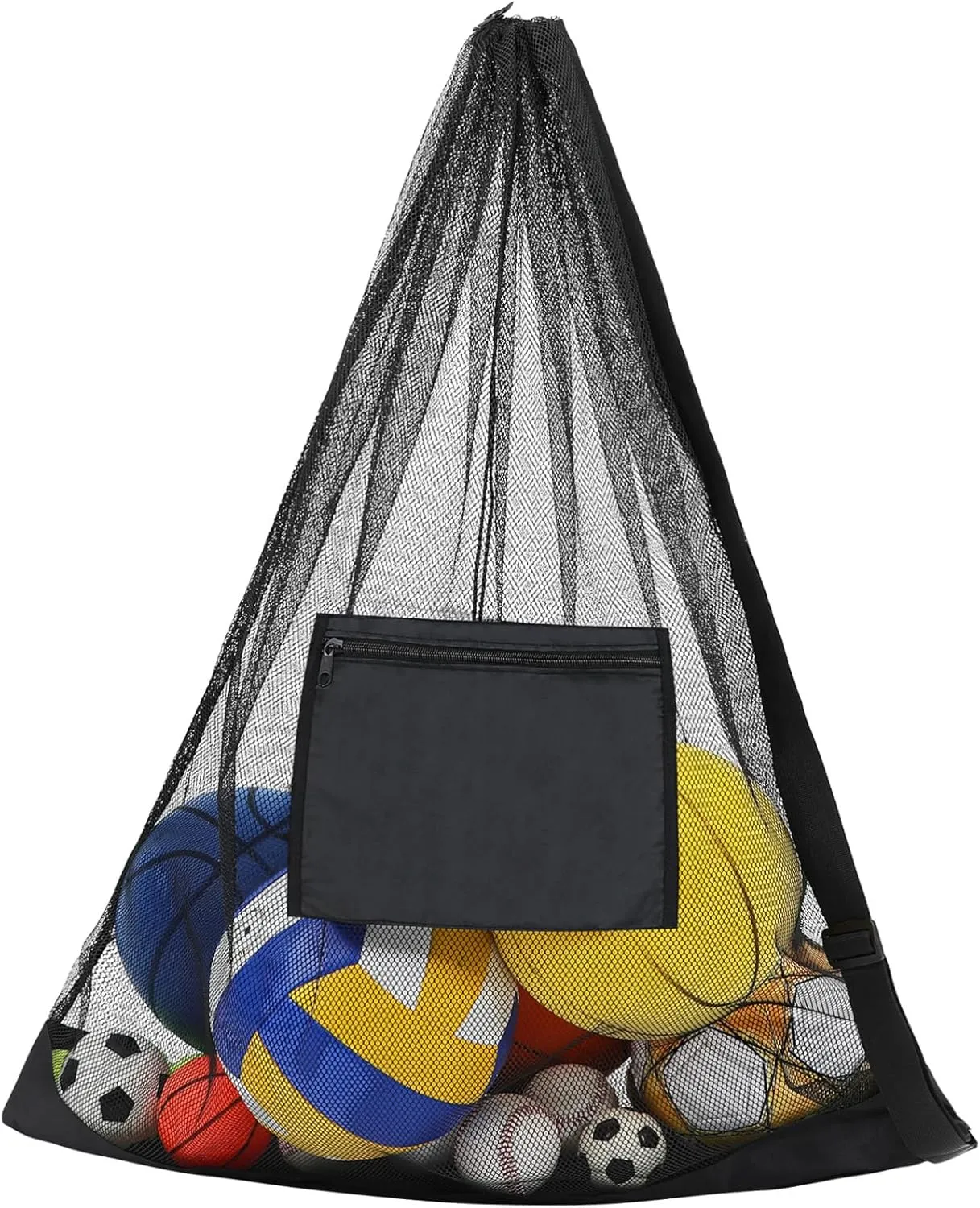 Ball Bags for Mesh Net Ball Bag Volleyball Bag Basketball Bag Secure Drawstring Closure Zippered Pocket Sturdy Canvas Versatile Sports Equipment Storage