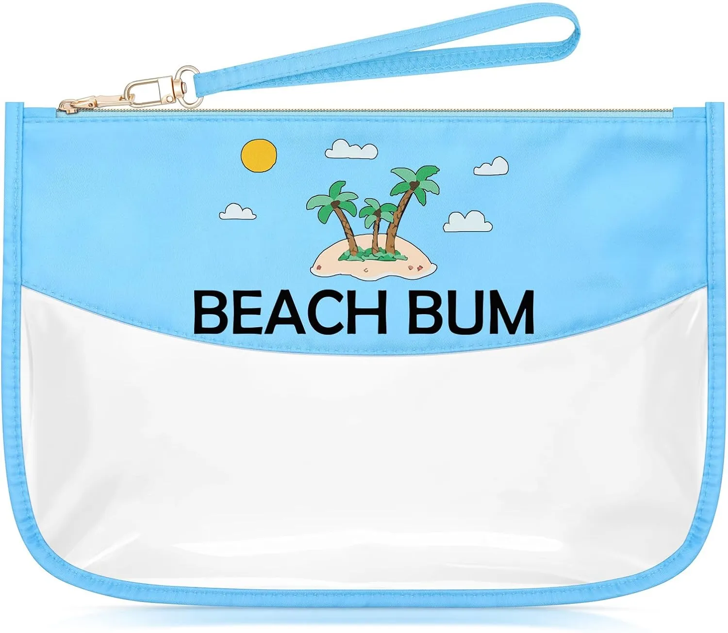 Beach Themed Gifts for Women Friends Adults Blue Makeup Bag with Zipper Birthday Gifts for Beach Lover Cosmetic Travel Organizer Vacation Sun Presents Seaside Travel Gifts