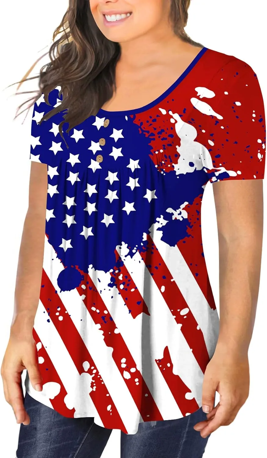 BeadChica Plus Size Tunic Tops For Leggings Casual Flowy Tshirts Ruched Blouses For Women