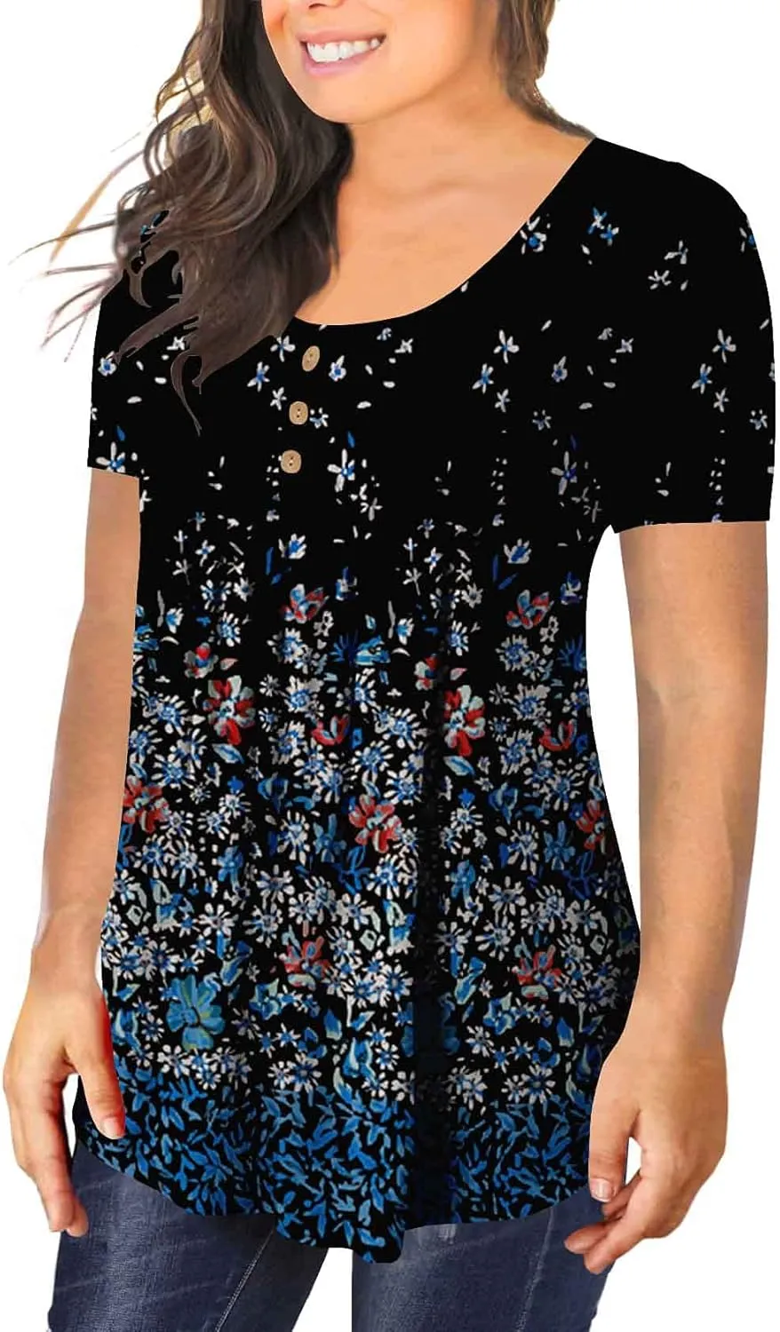 BeadChica Plus Size Tunic Tops For Leggings Casual Flowy Tshirts Ruched Blouses For Women