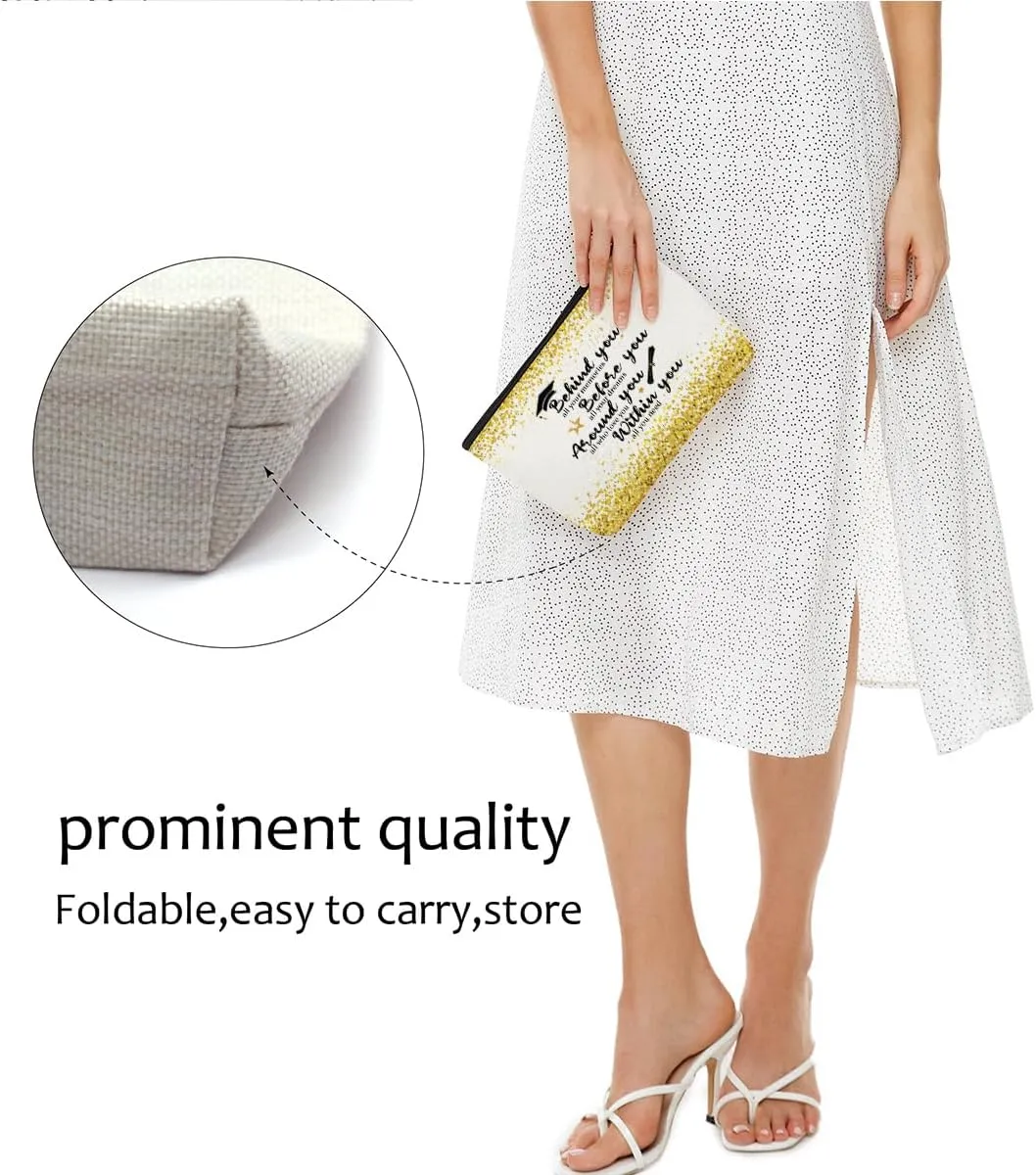 Blue Leaves Graduation 2025 Makeup Bag, Graduation Gifts Inspirational Congratulations Gift for Women Female Nurse Master PHD Senior High College Nursing Students Friend Sister, Graduate Cosmetic Bag