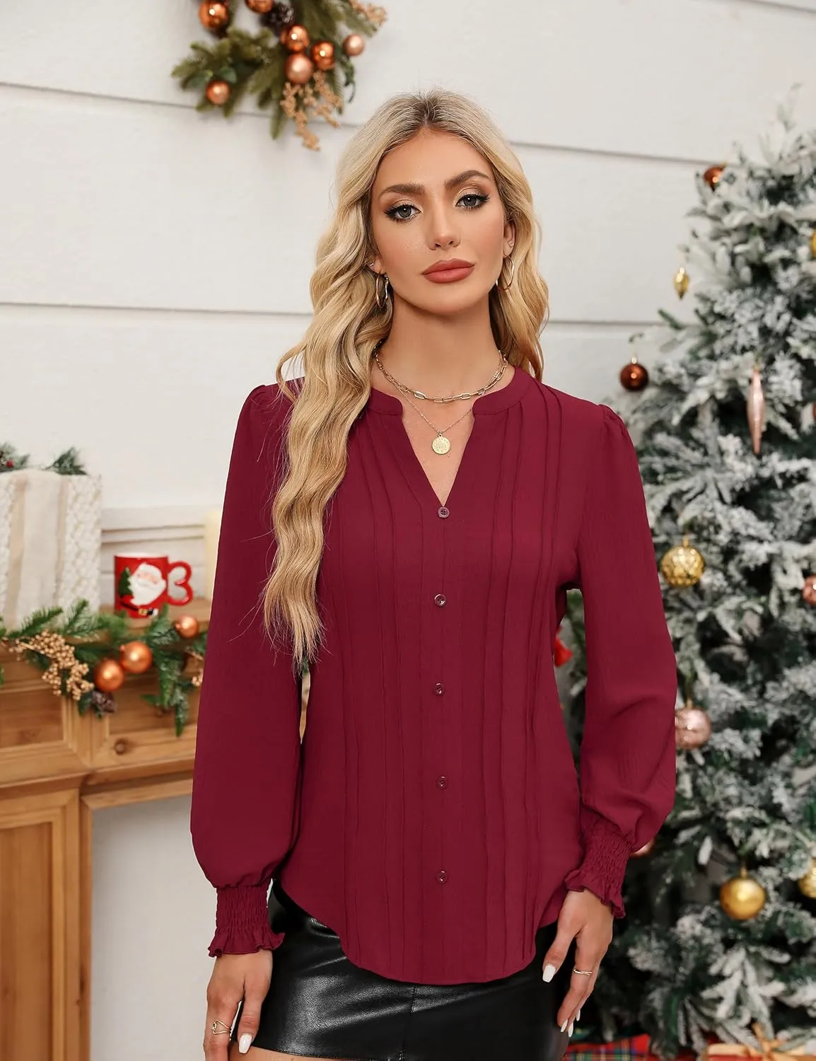 BMJL Womens Dressy Casual Blouses Business Casual Work Tops Long Sleeve Shirts 2024 Fall Outfits