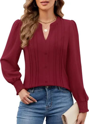 BMJL Womens Dressy Casual Blouses Business Casual Work Tops Long Sleeve Shirts 2024 Fall Outfits