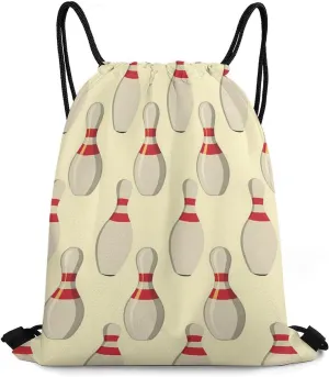 Bowling Pin Tileable Pattern Drawstring Backpack Durable String Bag Sports Sackpack Cinch Bags for Gym Travel