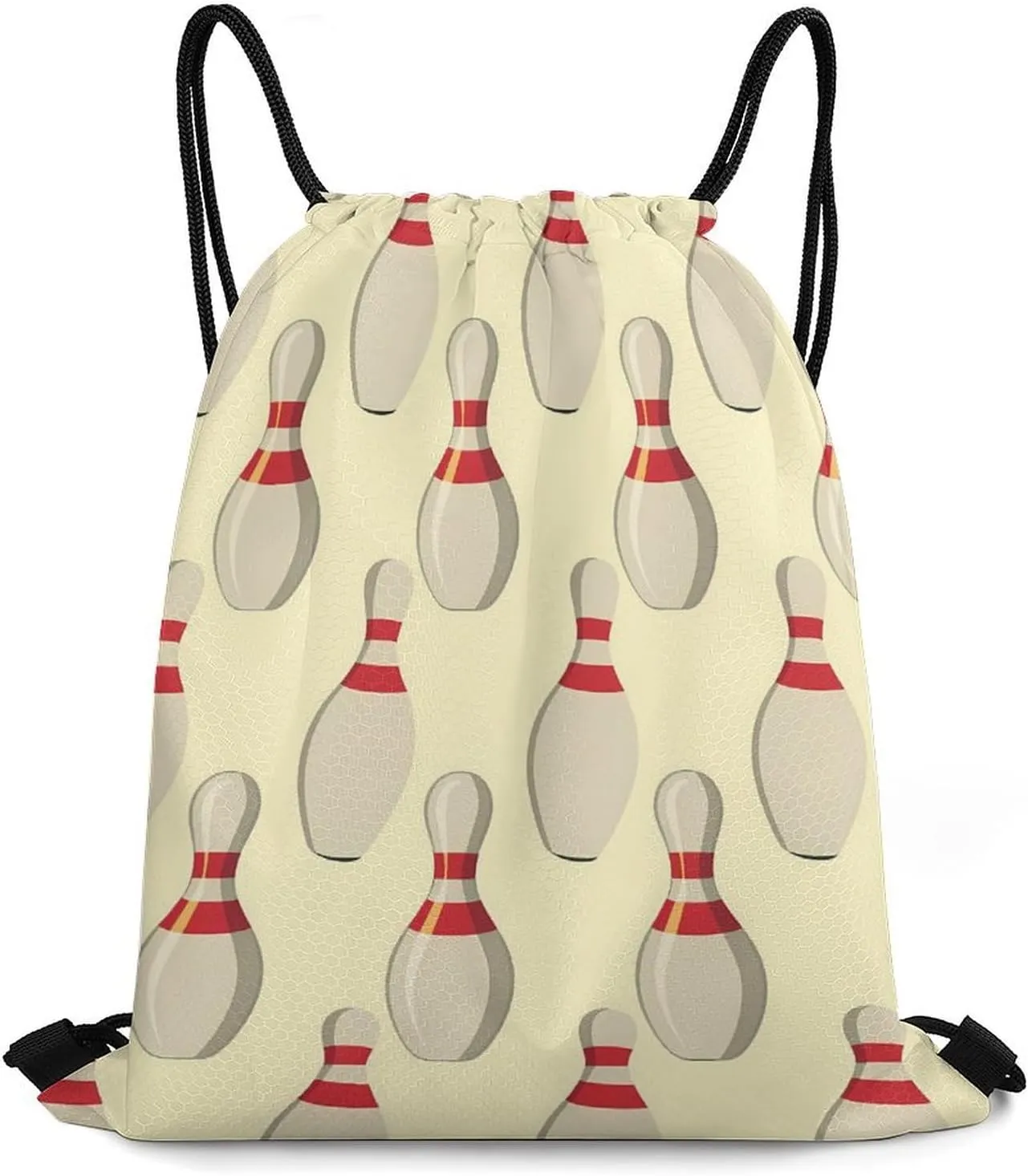 Bowling Pin Tileable Pattern Drawstring Backpack Durable String Bag Sports Sackpack Cinch Bags for Gym Travel