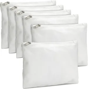 Bright Creations 6-Pack White Makeup Bag Set with Zipper - 8x6 Customizable Cotton Canvas Pouches for DIY Arts and Crafts, Items to Tie-Dye for Cosmetic Items, Stationary, Party Favors - Canvas Bag