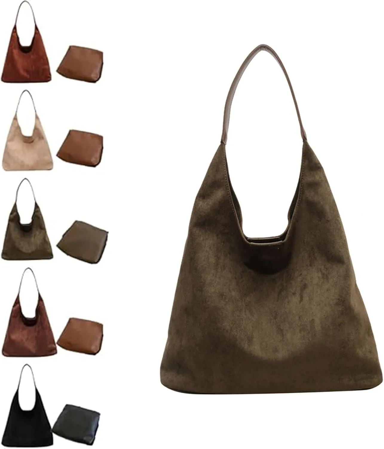 Brown Tote Bag, Tote Bags for Women Suede Hobo Bags, Womens Purse Slouchy Hobo Handbag Retro Top Handle Bags