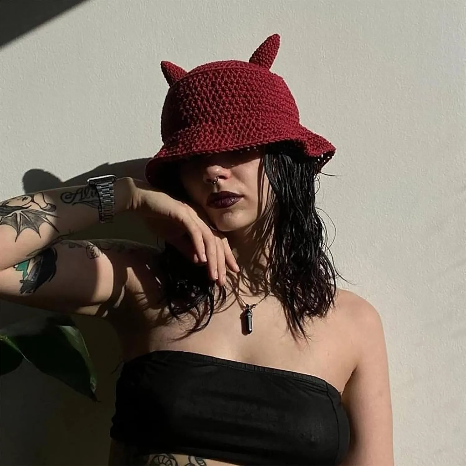 Bucket hat,Crochet Bucket Hat/Bag for Womens Knit Handmade Foldable Floppy Beach Hat Fashion Fisherman Casual