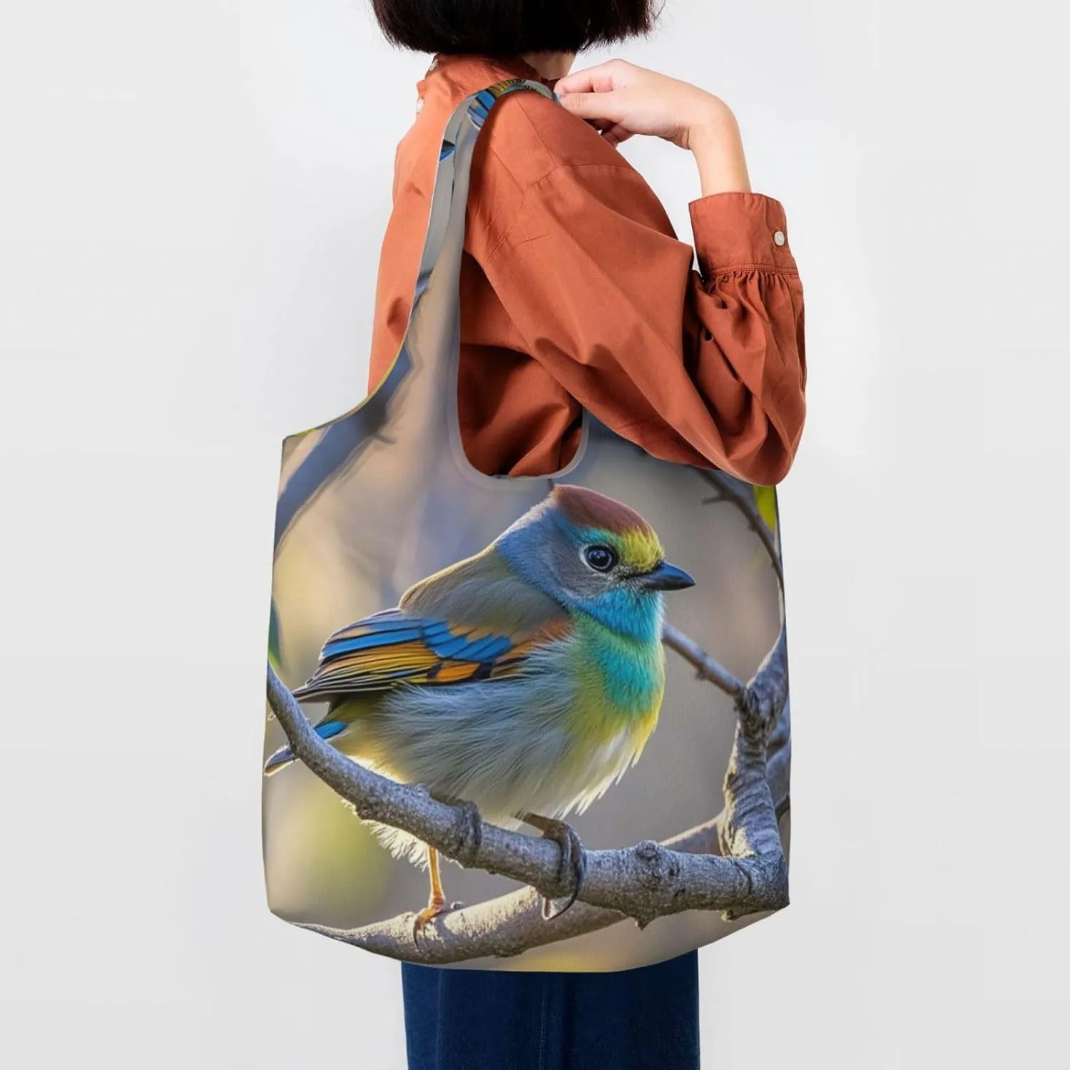 Canvas Tote Bag Reusable Grocery Bags Lightweight Handbag blue and white Tote Bag for Shopping Cloth Bags
