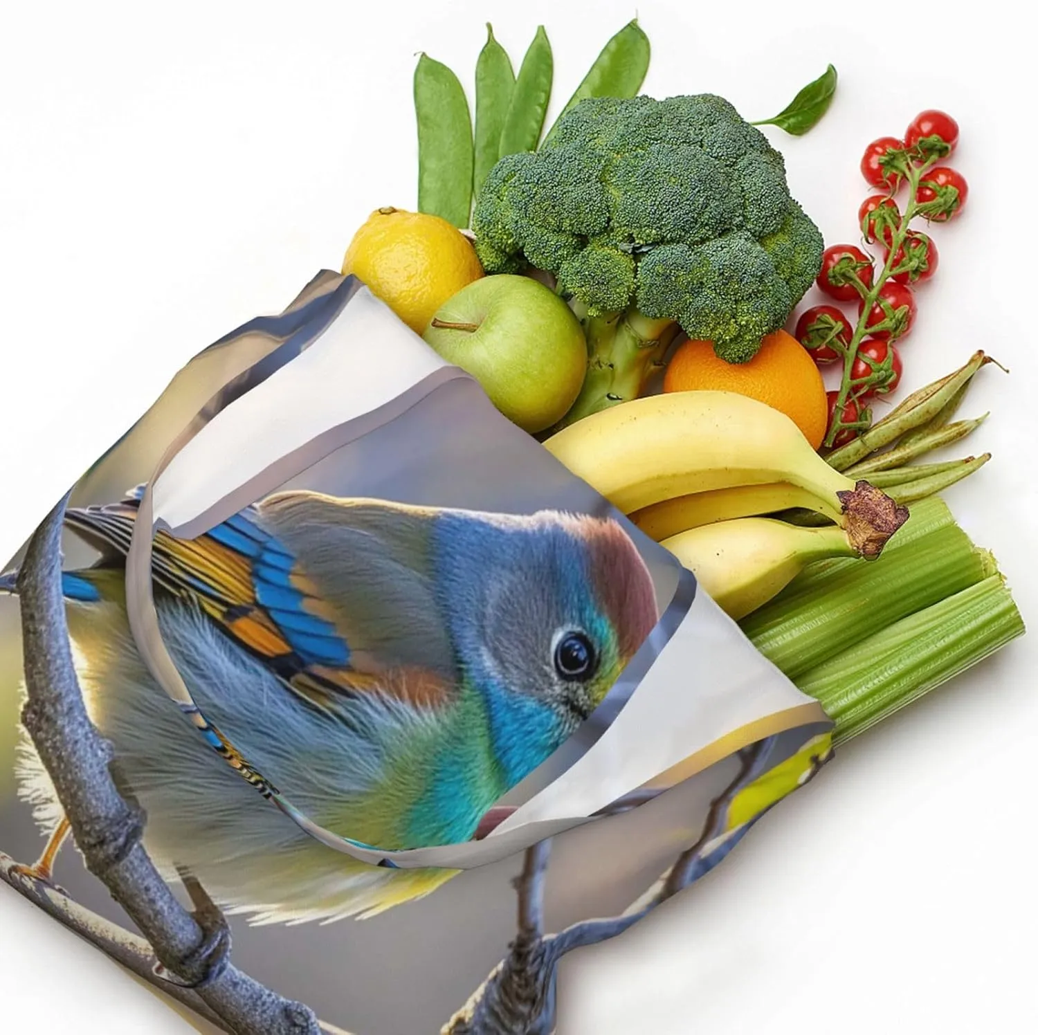 Canvas Tote Bag Reusable Grocery Bags Lightweight Handbag blue and white Tote Bag for Shopping Cloth Bags