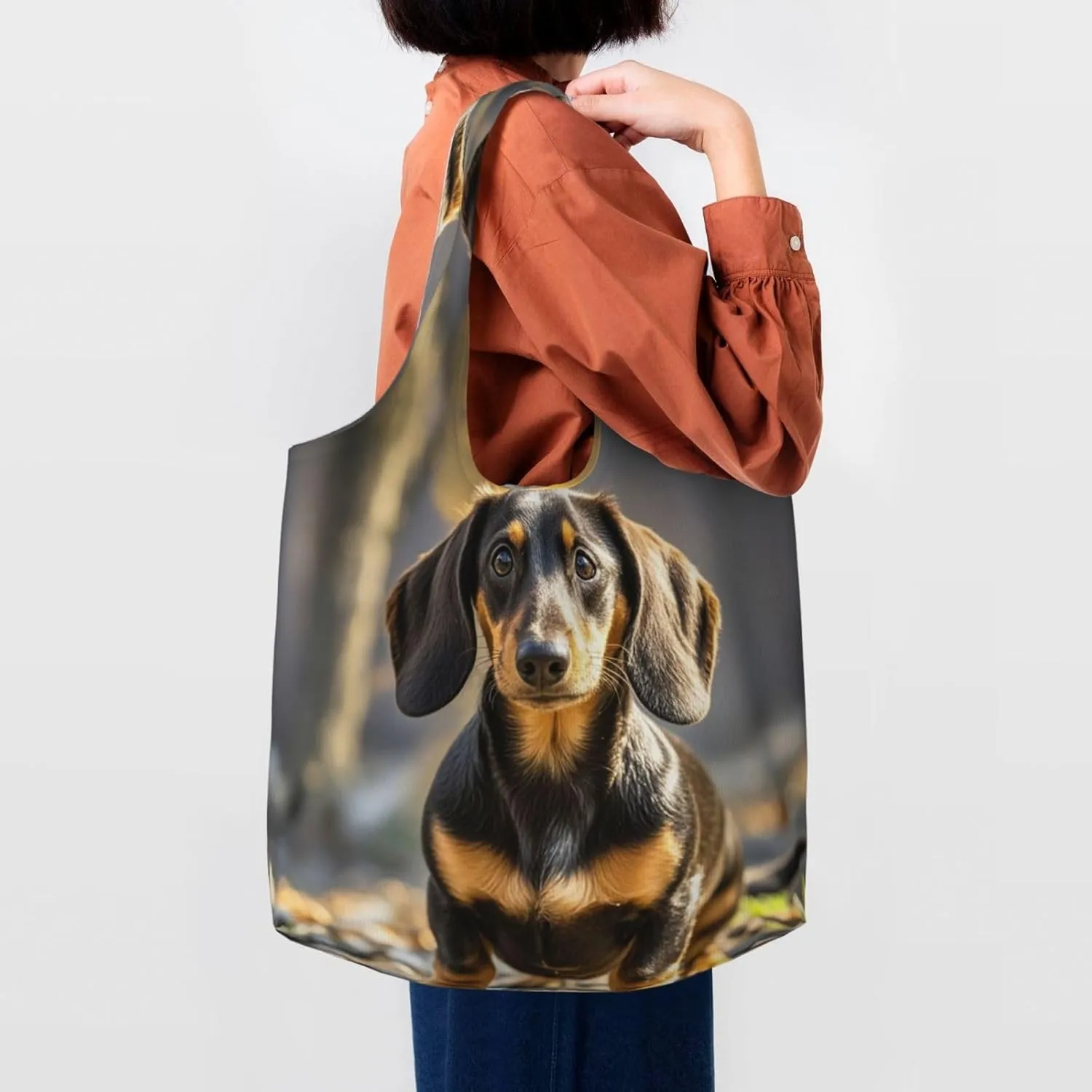 Canvas Tote Bag Reusable Grocery Bags Lightweight Handbag Cute Black Pug Dog Tote Bag for Shopping Cloth Bags