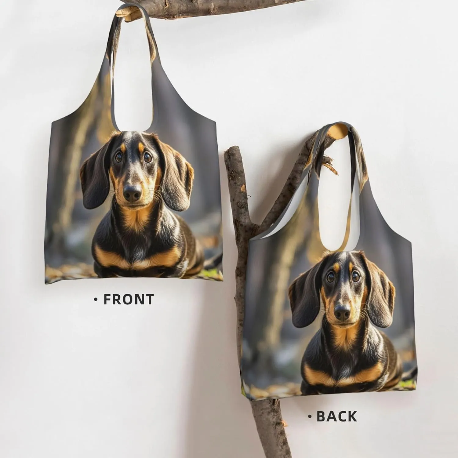 Canvas Tote Bag Reusable Grocery Bags Lightweight Handbag Cute Black Pug Dog Tote Bag for Shopping Cloth Bags