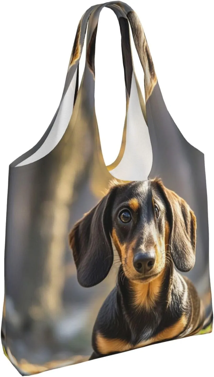 Canvas Tote Bag Reusable Grocery Bags Lightweight Handbag Cute Black Pug Dog Tote Bag for Shopping Cloth Bags