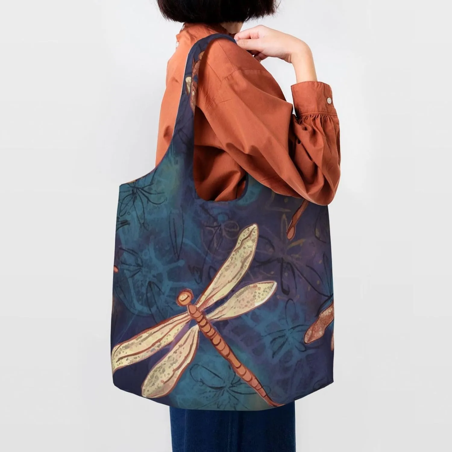 Canvas Tote Bag Reusable Grocery Bags Lightweight Handbag Loon Birds Tote Bag for Shopping Cloth Bags