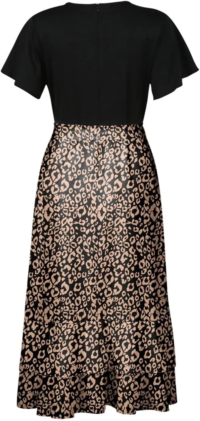 Ceboyel Women High Low Ruffle Spring Dresses Floral Causal Maxi Dress Short Sleeve Long Dresses Teacher Summer Clothing 2023