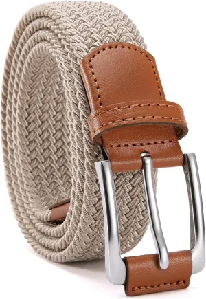 CHAOREN Golf Belts for Men - 1 3/8" Elastic Braided Stretch Mens Belts Casual - Fit Golf Pants Jeans Shorts